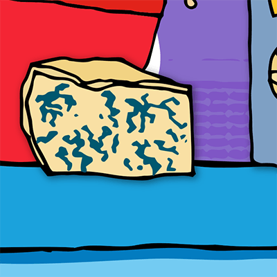 A wedged of Gorgonzola Cheese